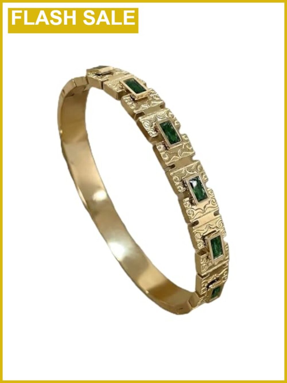 Zircon Bangle Bracelet 18K Gold Plated Stainless Steel Women's Designer Charm